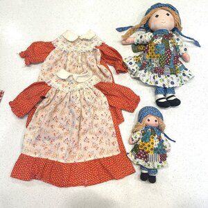 Lot of 2 Vintage Holly Hobbie Dolls 2 Dresses Small & Medium‎ Classic Americana